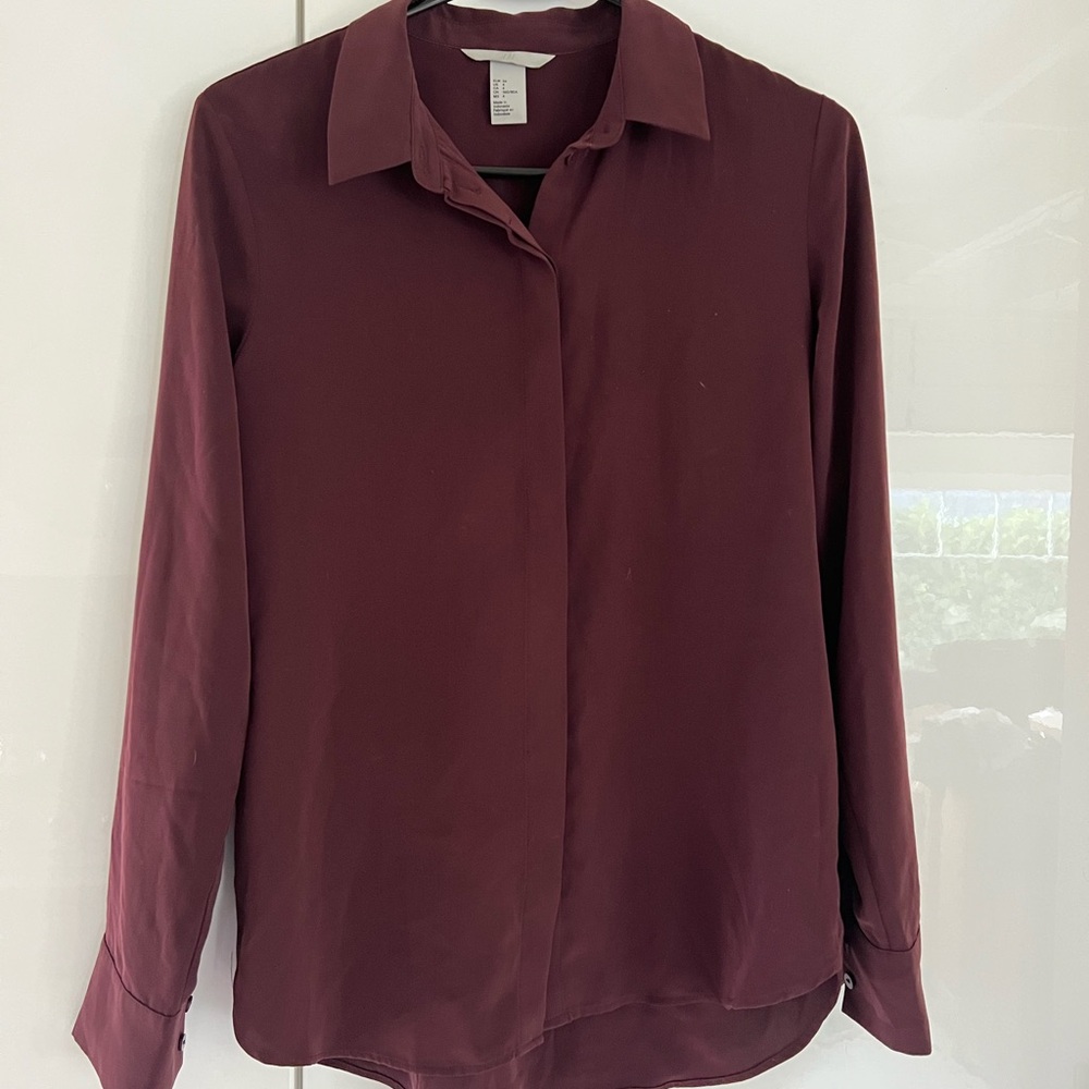 H&M Burgundy Button Down Shirt